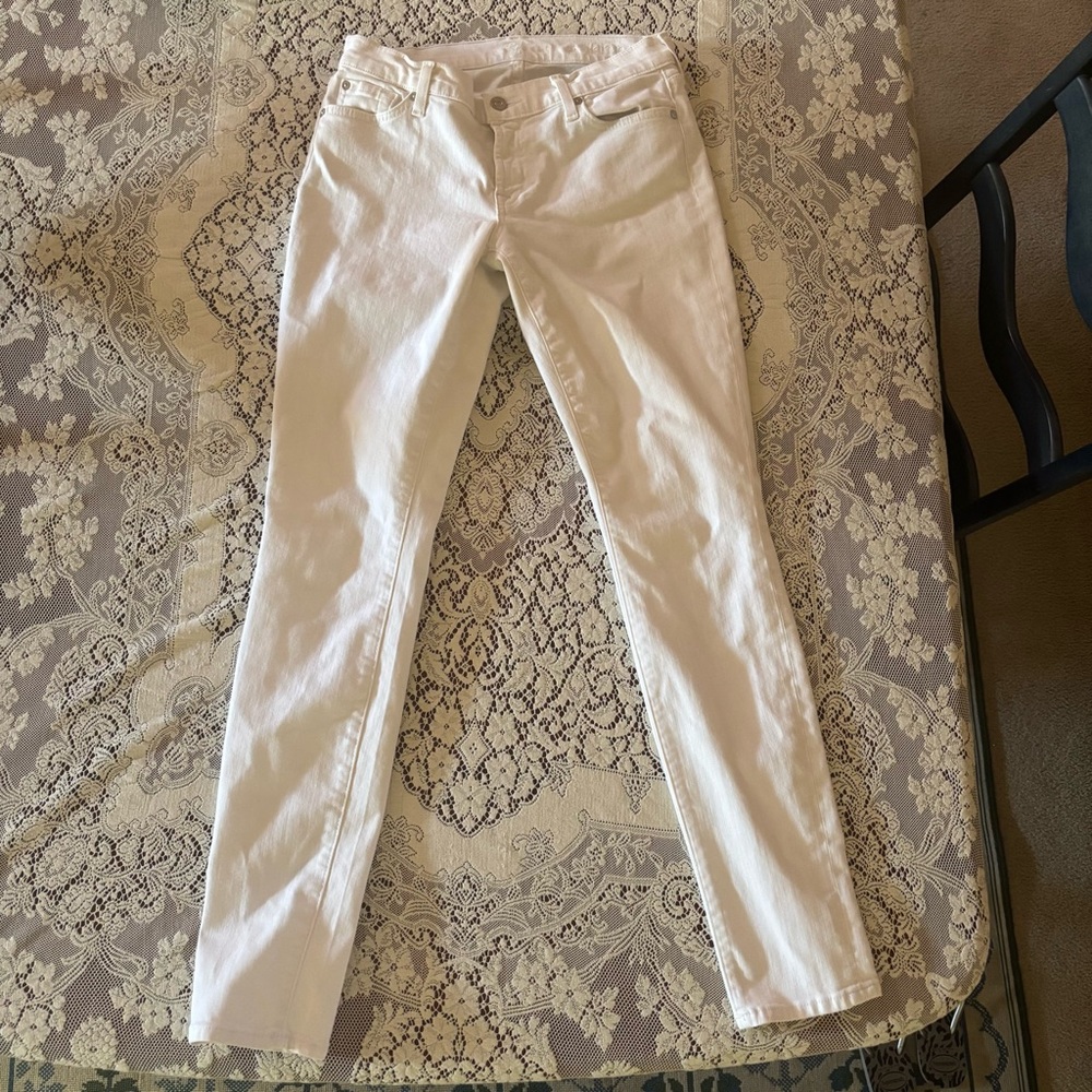 7 for all mankind white skinny jeans size 27